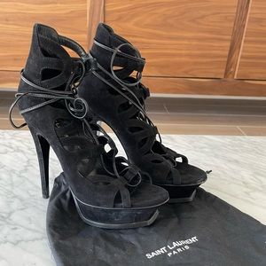 Saint Laurent suede gladiator stiletto heels with platform. Size 36